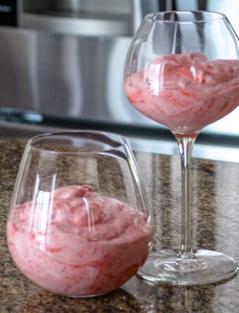 strawberry fool dessert in wine glasses