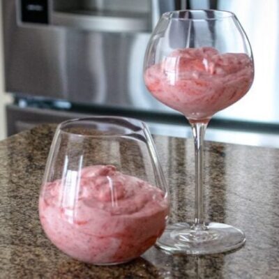 strawberry fool dessert in wine glasses