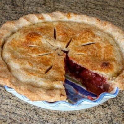 strawberry rhubarb pie baked