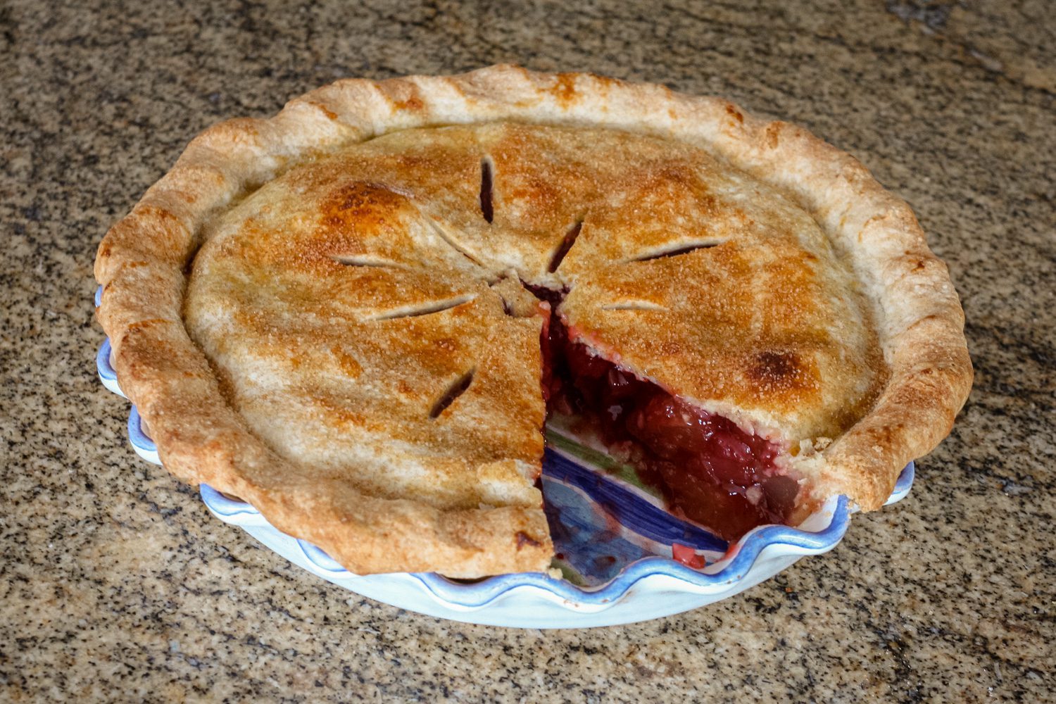 strawberry rhubarb pie baked