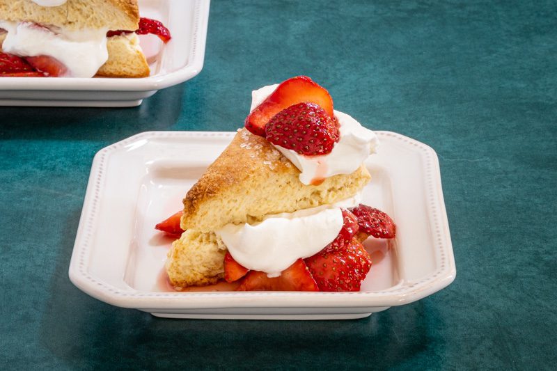 closeup of strawberry shortcake