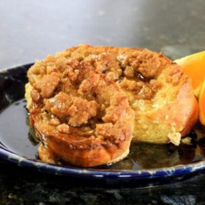 French toast baked with streusel topping