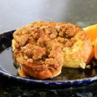streusel topping on a french toast bake