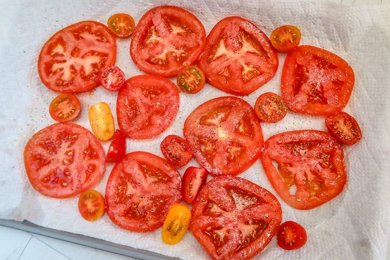 preparing the tomatoes