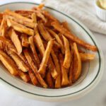 baked sweet potato fries on a platter