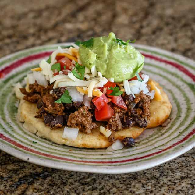 Taco filling on fry bread.