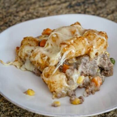 A plate of tater tot casserole