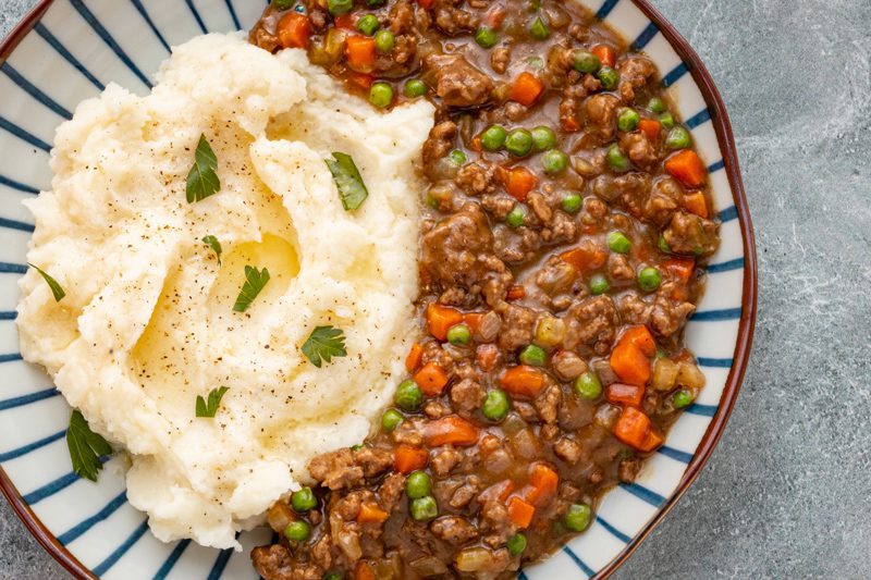 A serving of Mince and Tatties, a popular Scottish comfort food.