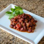 black beans with tex-mex flavors on a small plate