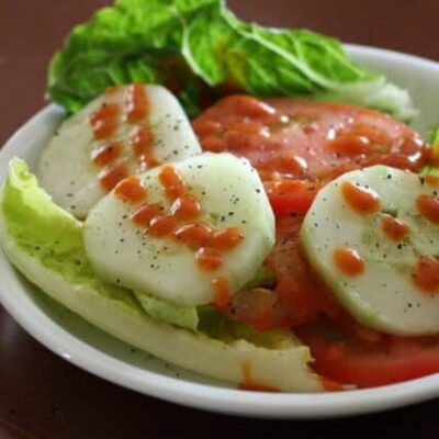 french dressing on a salad