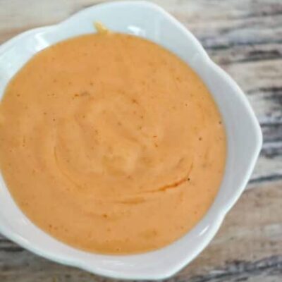 tomato mayo dip in a small bowl