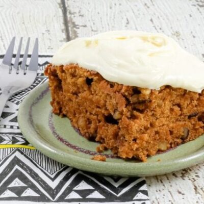A slice of tomato soup cake