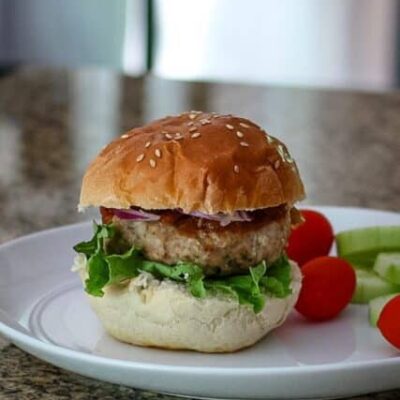 A turkey burger on a bun