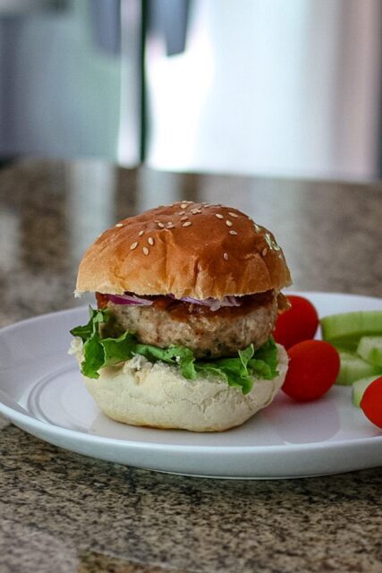 A turkey burger on a bun