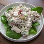 curry turkey salad on lettuce leaves