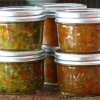 two kinds of tomato relish, including green tomato relish