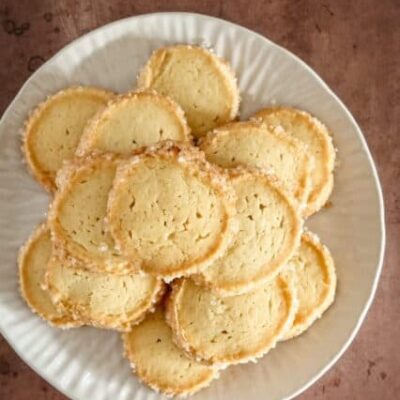 vanilla sablé cookies on a plate