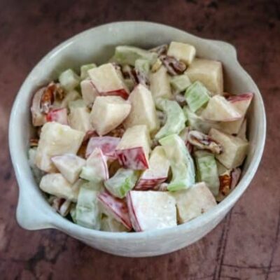 A bowl of waldorf salad.