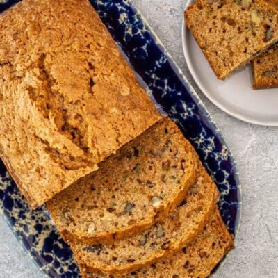 sliced loaf of zucchini bread