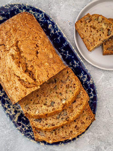 sliced loaf of zucchini bread